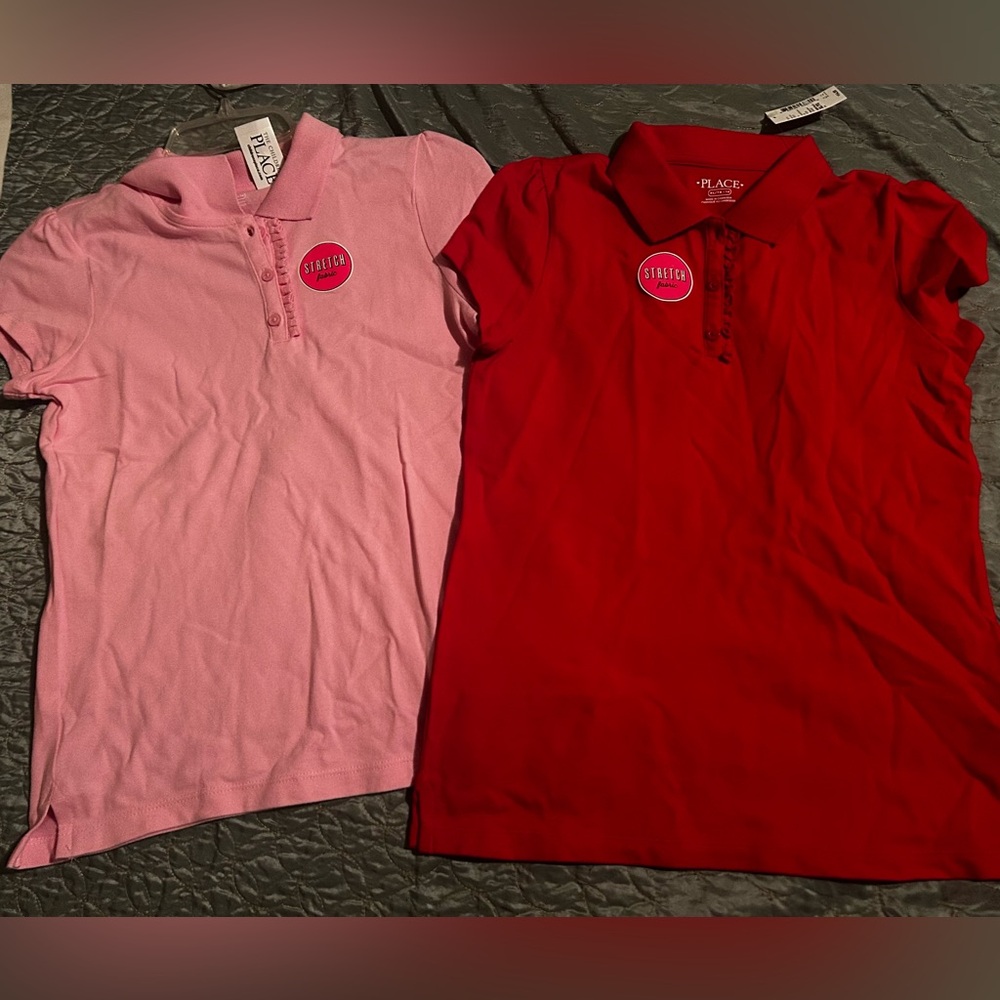 The Children’s Place Girls uniform ruffle pique polo.